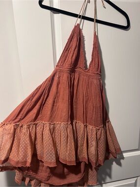 Rust Halter High-Low Tiered Dress — Women's